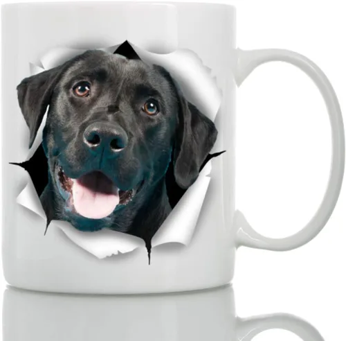 Vista 8 de Bonita taza de café negra con diseño de labrador para perro, divertida taza de café de cerámica, regalo perfecto para amantes de los perros, bonita
