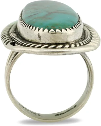 Vista 3 de Navajo Ring .925 plateado turquesa montaña artista Talhat C.80's, Plata de ley 925, plata 925, piedra preciosa, metal, Turquesa