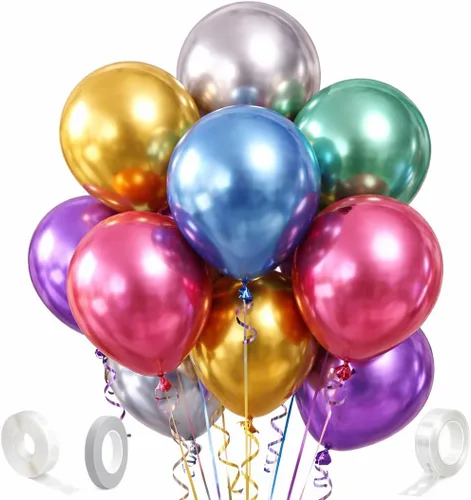 Vista 12 de Kit de guirnalda de globos azules y blancos plateados, 60 globos de látex de confeti azul cromado, blanco y plateado de 12 pulgadas para baby