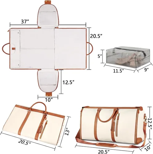 Vista 4 de Bolsa de mano para ropa, bolsa de lona grande de piel sintética, beige (C-beige), Bolso