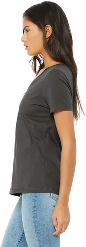 Vista 2 de Camiseta cuello en V relajada de BELLA + CANVAS Asfalto