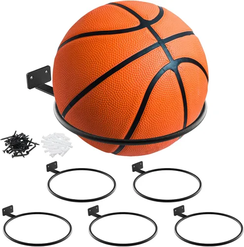Vista 8 de Soporte de baloncesto Soporte de pared de fútbol Estante de exhibición de metal universal de bola Soporte para baloncesto Fútbol Voleibol