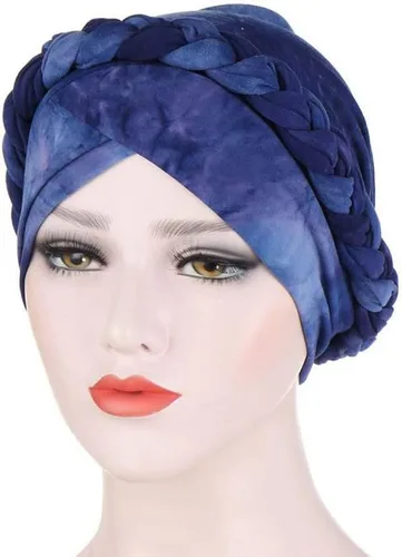 Vista 2 de Turbante trenzado bonito gorro impreso