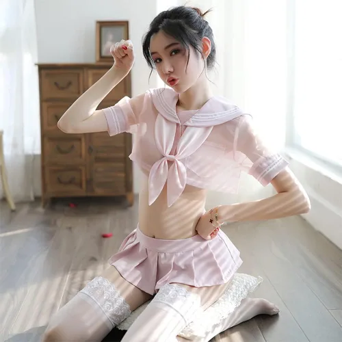 Vista 5 de Sexy traje de marinero de cosplay colegiala uniforme escolar conjunto de ropa interior mini vestido