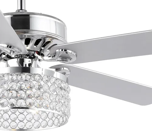 Vista 7 de JONATHAN Y Kristie - Ventilador de techo LED de tambor de metal con 3 luces, 52 pulgadas, cromado Control remoto, accesorio moderno de 5 aspas