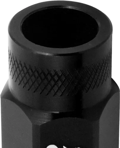 Vista 5 de J2 Engineering LN-T7-014-15-BK Negro 7075 Aluminio M12 x 1.5 20Pcs L: 1.969 in Tuerca superior moleteada con adaptador