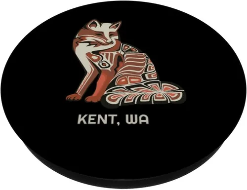 Vista 2 de Tribal Fox Kent WA Native American Haida estilo PopSockets Grip y soporte para teléfonos y tabletas PopSockets estándar PopGrip