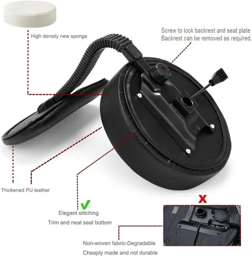 Vista 5 de Kaleurrier Taburetes rodantes con respaldo, silla giratoria ajustable resistente para peluquería, salón de belleza, cocina, bar, mostrador médico