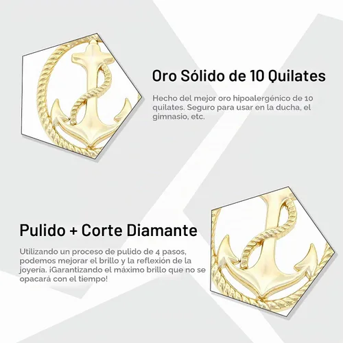 Vista 3 de Colgante Ancla de Oro - Oro de 10 quilates - Joyería Náutica - Joyas de ancla