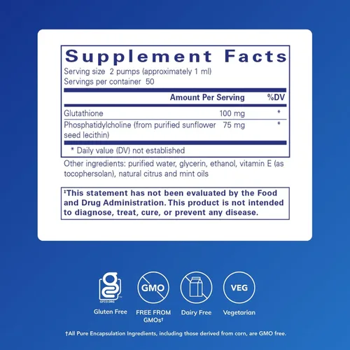 Vista 2 de Pure Encapsulations Glutatión líquido liposomal Absorción mejorada Glutatión liposomal para apoyar la defensa antioxidante, desintoxicación