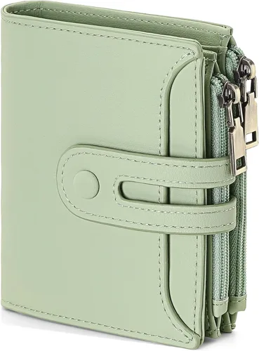 Vista 11 de GAEKEAO Cartera pequeña para mujer, de dos pliegues con bloqueo RFID, estuche para tarjetas de crédito con bolsillo con cremallera, A-Negro, Classic