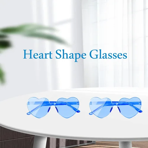 Vista 7 de AEAHALY Lentes de sol con forma de corazón blanco, verde, azul, morado, rosa, rojo, para mujer, con forma de corazón, a granel, para fiestas