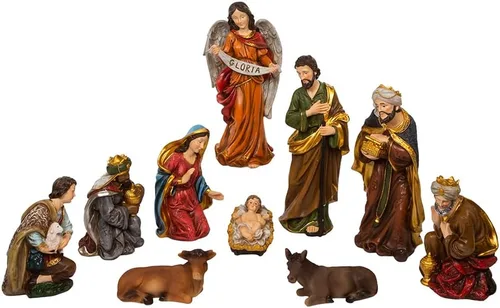 Vista 2 de Kurt S. Adler Juego de 10 piezas de figuras de pesebre de 12.5 pulgadas