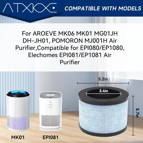 Vista 2 de Filtro de aire MK01 de repuesto para purificadores de aire Aroeve MK01 MK06, filtro verdadero compatible con ToLife TZ-K1, Kloudi DH-JH01, Pomoron
