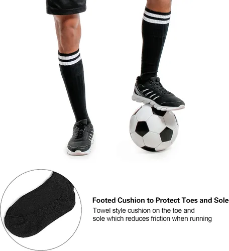 Vista 4 de 2 pares de calcetines de fútbol para niños de 7 a 13 años, transpirables, deportes, entrenamiento, fútbol, calcetines para niñas y niños