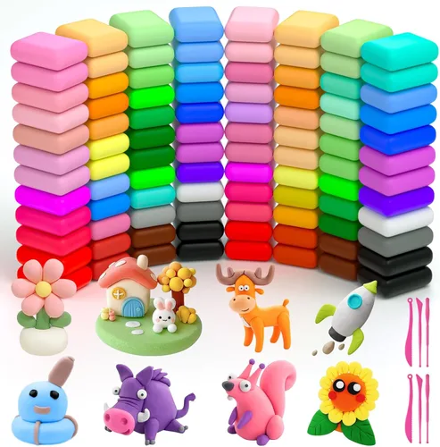 Vista 9 de Ainiv Kit de arcilla seca al aire, 60 colores DIY modelo arcilla mágica