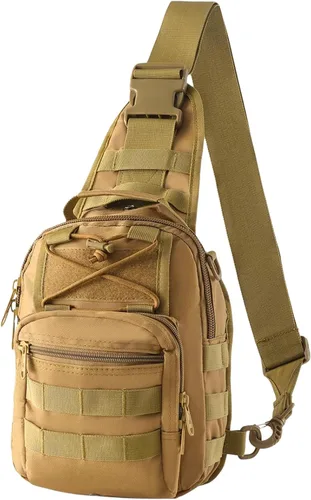 Vista 9 de Mochila táctica para el hombro, pequeña, para exteriores, para hombres, viajes, senderismo, camping, mochila para Rover, color negro