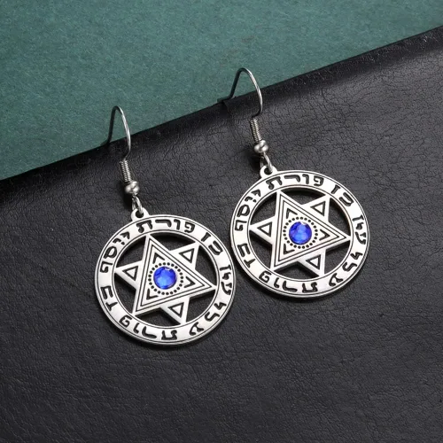 Vista 4 de Pendientes de estrella de David Megan Star Israel Hebreo para mujer, joyería judía vintage