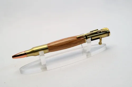 Vista 6 de Whiskey Barrel Bolt Action Bullet Pen in Antique Brass Finish with Velvet Pouch