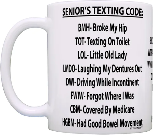 Vista 3 de ThisWear Jubilación Taza de café de cerámica con código de texto para personas mayores de 11 onzas, color blanco 11oz - Blanco