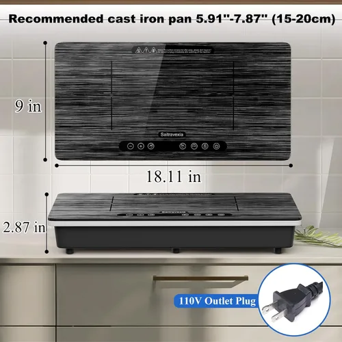 Vista 2 de Placa de inducción portátil de 2 quemadores, quemador de inducción doble de 1800 W con control táctil, temporizador y bloqueo de seguridad, estufa