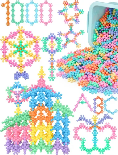 Vista 9 de Juguete educativo de bloques de construcción entrelazados de copo de nieve, 100 piezas para niños a partir de 3 años, plástico sólido multicolor