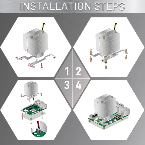 Vista 9 de GeeekPi Enfriador de torre ICE para Raspberry Pi 5, con disipador de calor de aluminio y ventilador de refrigeración