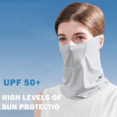 Vista 2 de Protector facial unisex UV multiusos protector para el cuello, polaina elástica para la cara con bucles para las orejas