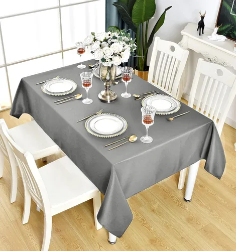 Vista 42 de Mantel Cuadrado Verde Manzana Impermeable Resistente a las Manchas Sin Arrugas Mantel de Mesa de Poliéster 210GSM Limpiable Cubierta de Mesa