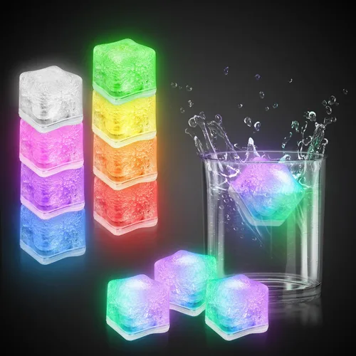 Vista 9 de Windy City Novelties Paquete de 12 cubos de hielo LED azules con 6 modos de luz, innovador botón de encendido/apagado, perfectos para fiestas