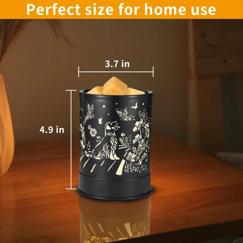 Vista 3 de Nawaza - Calentador de cera de metal 2 en 1, eléctrico, para velas aromáticas, derretido de cera y cubos de cera con luz LED, quemador de aceites