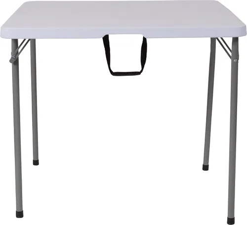 Vista 3 de Flash Furniture Kathryn - Mesa plegable cuadrada de plástico blanco de granito de 2.79 pies con asa de transporte