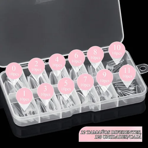 Vista 5 de Puntas de uñas estilo stiletto, uñas postizas de gel suave con forma de almendra, uñas postizas a presión de acrílico transparente, 120