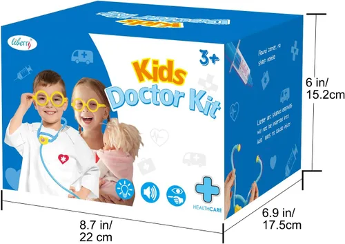 Vista 7 de Liberry Kit médico para niños pequeños de 3, 4 y 5 años, juego de médico para niñas y niños, kit médico de juego de simulación con estetoscopio