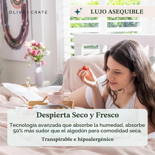 Vista 6 de Olive + Crate Fundas de Almohada de Eucalipto Tencel - Fundas de Almohada 100% Tencel Lyocell Refrescantes para Personas que Duermen con Calor