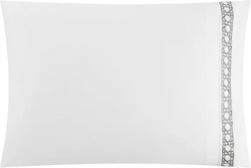 Vista 4 de Chic Home Lewiston - Juego de funda de edredón de mezcla de algodón de 3 piezas, 1500 hilos, color blanco sólido con detalles de costuras bordadas