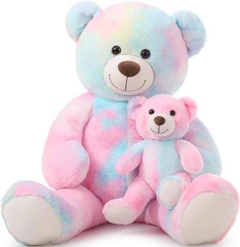 Vista 10 de Tezituor Oso de peluche grande con bebé, oso de peluche grande de 39 pulgadas con bebé, oso de peluche gigante para niños, novia en el día