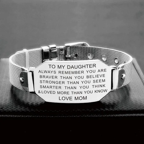 Vista 2 de FALOGIJE Regalos de cumpleaños para hija, pulsera inspiradora para hija, joyería con texto en inglés "I Love You", regalos para graduación, Navidad