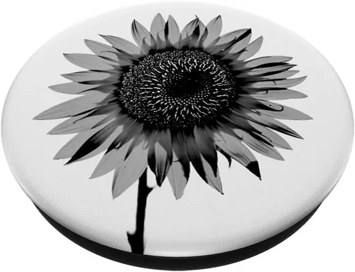 Vista 2 de Simple Flower - PopSockets de girasol blanco y negro intercambiable PopGrip