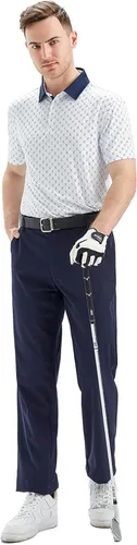 Vista 4 de Camisas de golf para hombre, Dry Fit, manga corta, estampado, de rendimiento, absorbe la humedad