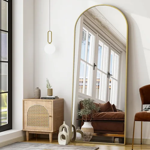 Vista 23 de BEAUTYPEAK Espejo de longitud de arco de 71 x 30 pulgadas con soporte Negro