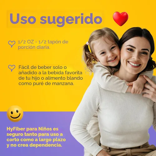 Vista 5 de Medtrition HyFiber Fibra Líquida para Niños en Solo Una Cucharada, Apoya la Regularidad y Heces Más Suaves, Prebióticos FOS para la Salud