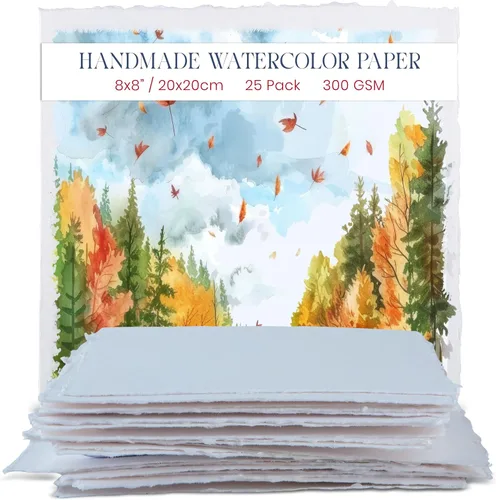 Vista 8 de Wanderings 300 g/m² Papel de acuarela hecho a mano grueso – 4x6 Papel vintage hecho a mano con borde engarzado – Papel antiguo prensado en frío