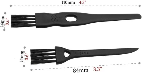 Vista 4 de Cepillos de limpieza de afeitadora eléctrica Juego de cerdas de nailon Mango PP - Juego de 8 (negro)