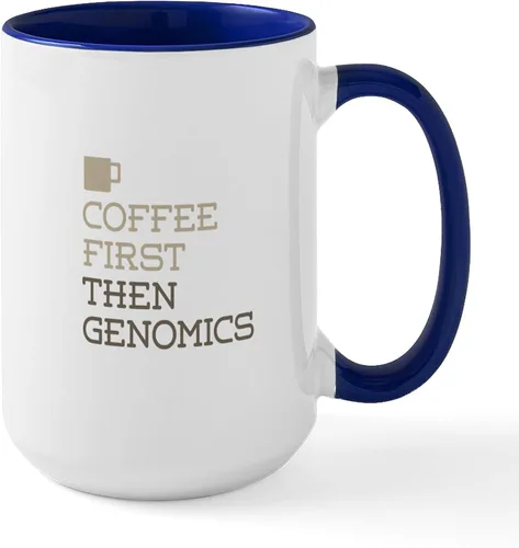 Vista 6 de CafePress Coffee Then Genomics - Taza de café de cerámica, taza de té, 15 onzas