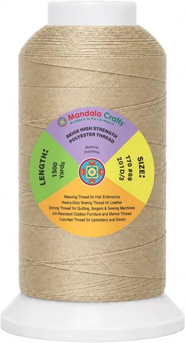 Vista 22 de Mandala Crafts Airforce Blue Tex 70 - Hilo de poliéster para tapicería 1500 Yds T70 UV Resistant Strong Thread for Leather Sewing, Marine