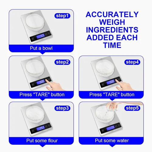Vista 4 de Báscula de alimentos de 22 libras, báscula digital de cocina, gramos y onzas para perder peso, cocinar, hornear, precisión de 1 g/0.1 oz, recargable