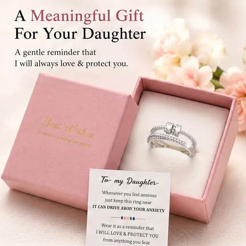 Vista 5 de choice of all Anillo Fidget para Mi Hija Regalos de Mamá Madre Esperanza Ansiedad Respirar Anillo Giratorio para Mujeres Regalos del Día de San