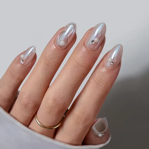 Vista 26 de BTArtbox - Uñas a presión, color crema de vainilla, cuadrado corto, melocotón degradado, 32 unidades 2+ Weeks Wear, Salon-Quality Natural Nails