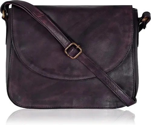 Vista 9 de Bolso bandolera de cuero genuino para mujer con correa ajustable, bolsillo para móvil y cremallera exterior e
